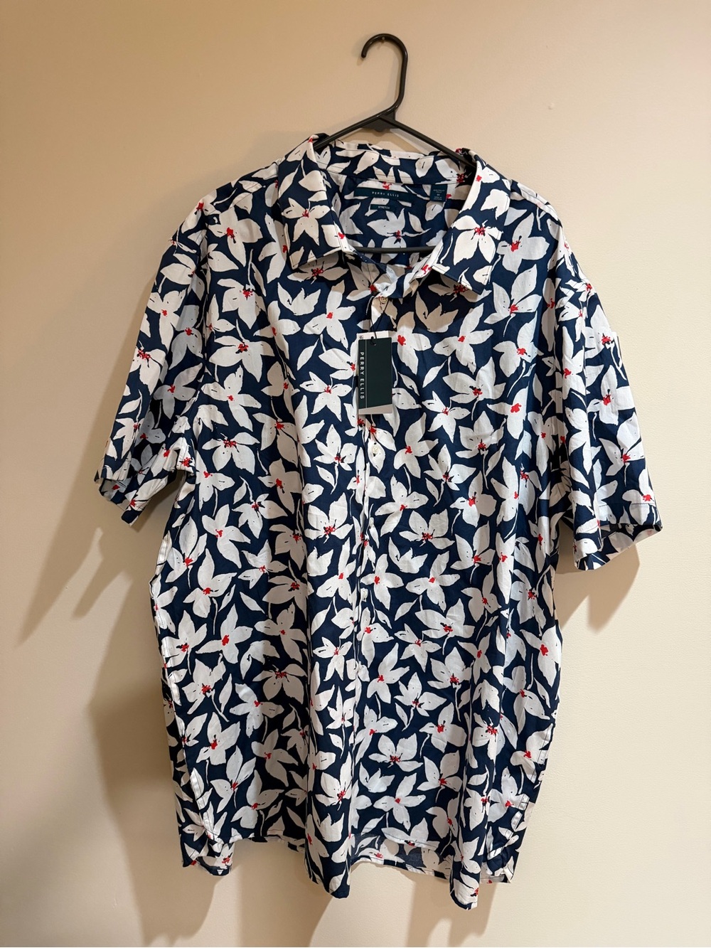 NWT Perry Ellis Men's Floral Hawaiian Shirt 3XL Stretch Orig Price $89